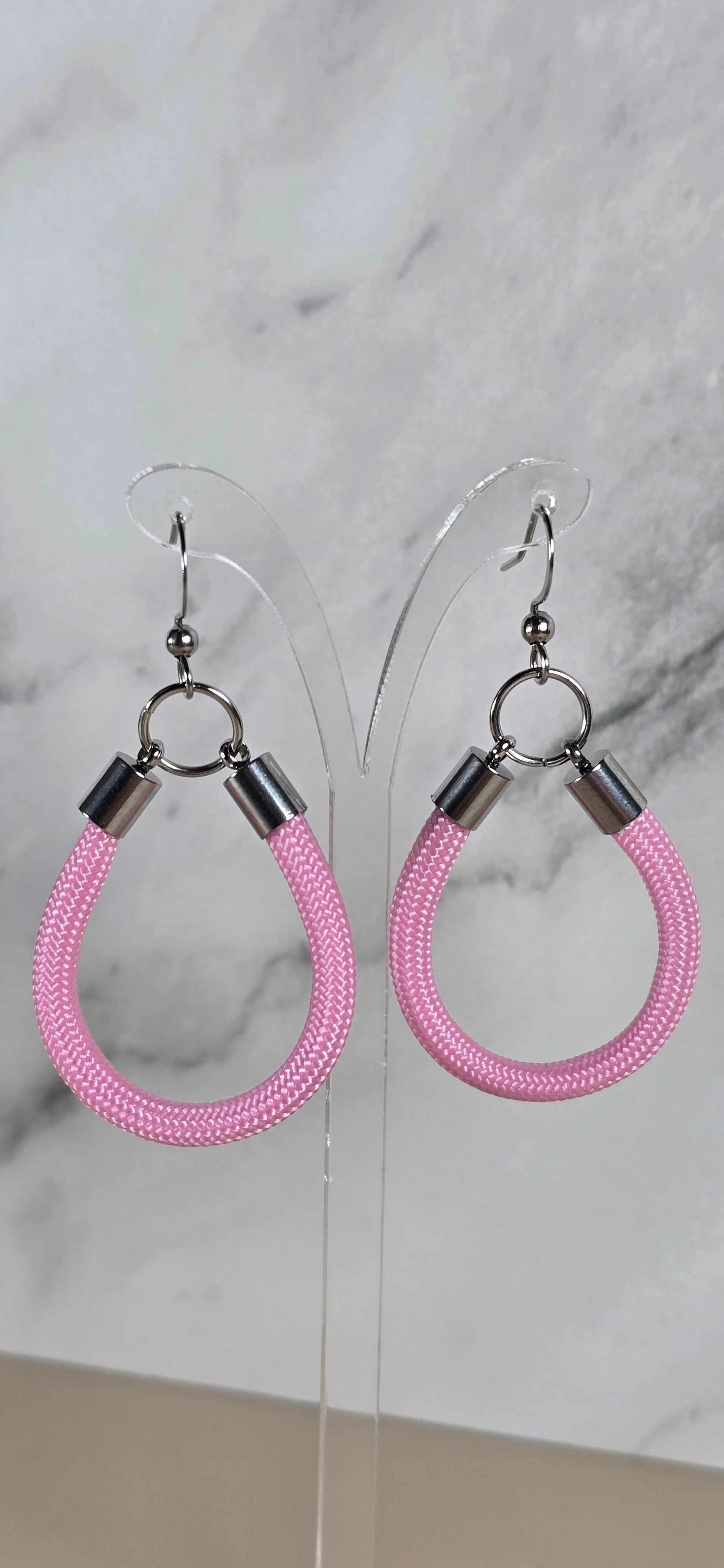 Pink Simple Paracord Earrings