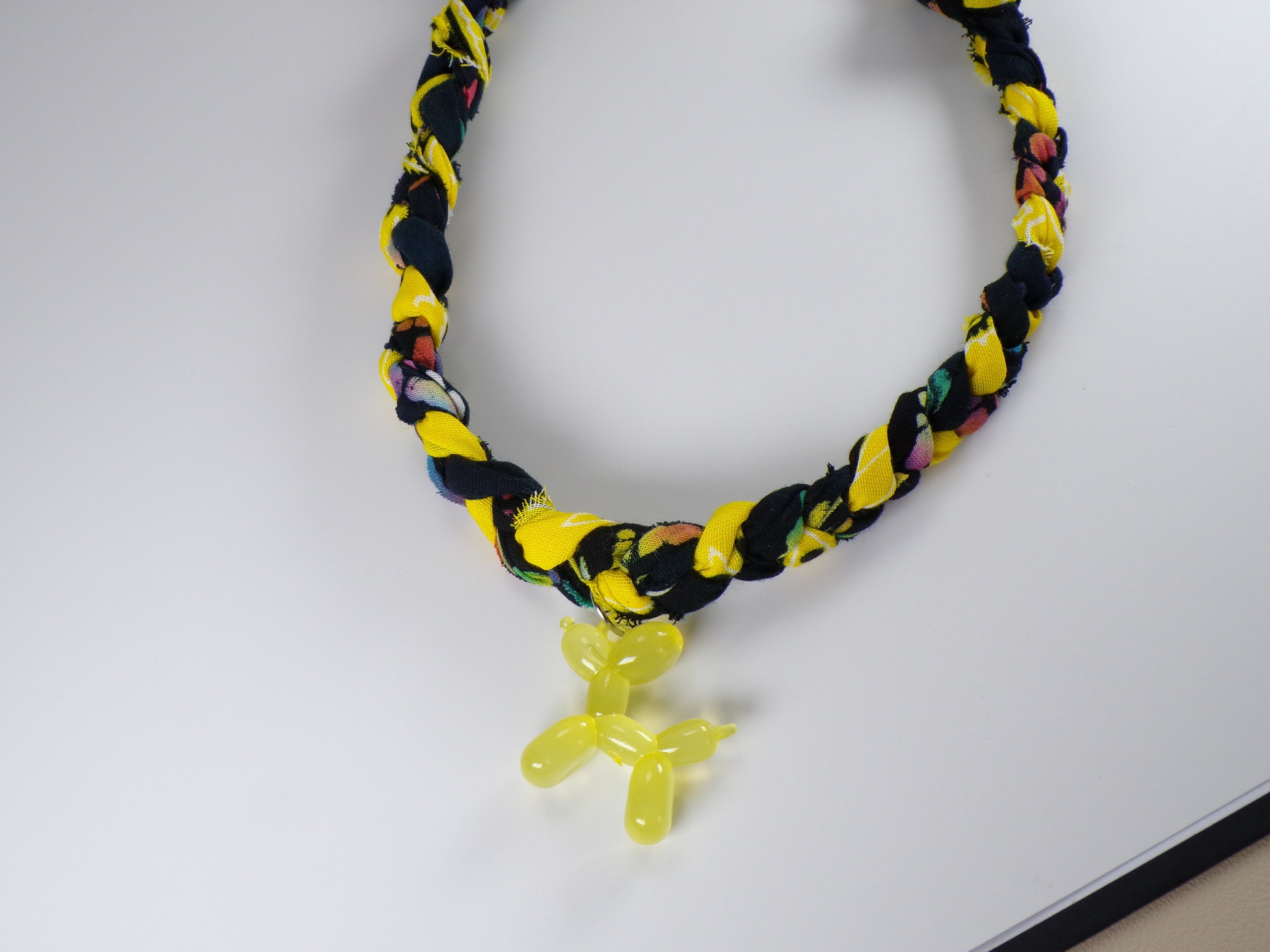 Yellow Balloon Dog Braided Bandana Necklace