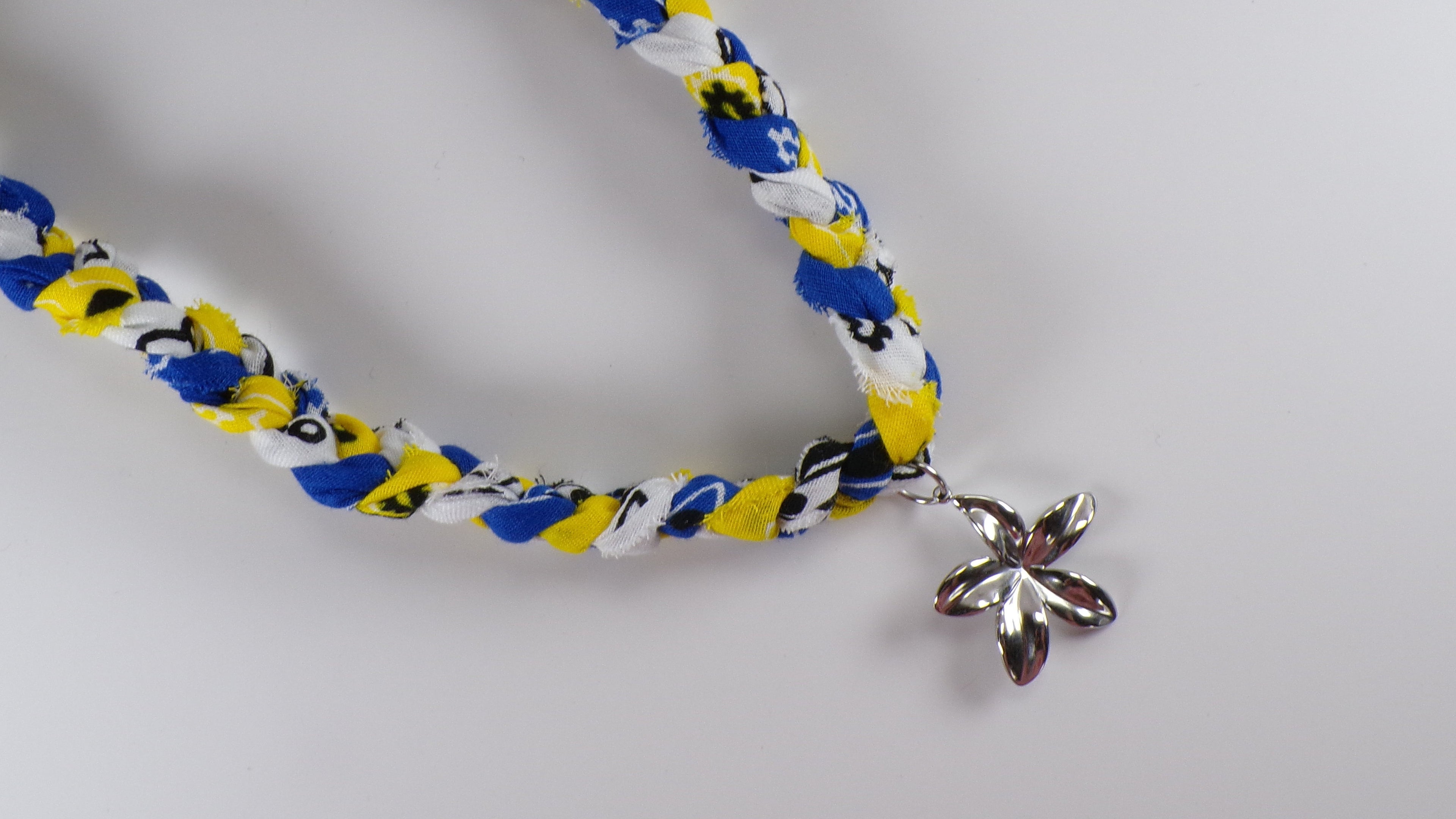 Stainless steel Flower, Braided Bandana Necklace