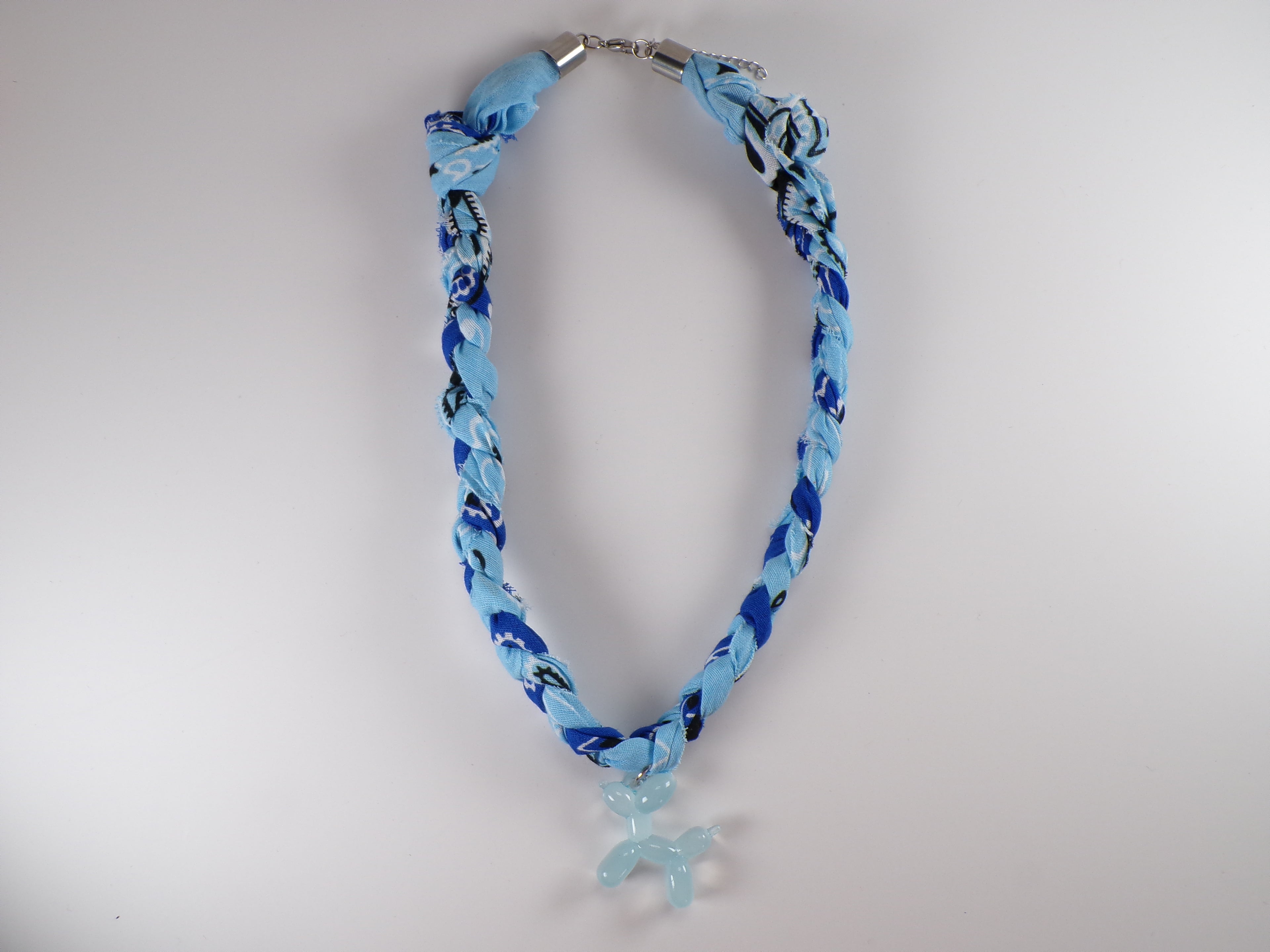 Blue Balloon Dog Braided Bandana Necklace