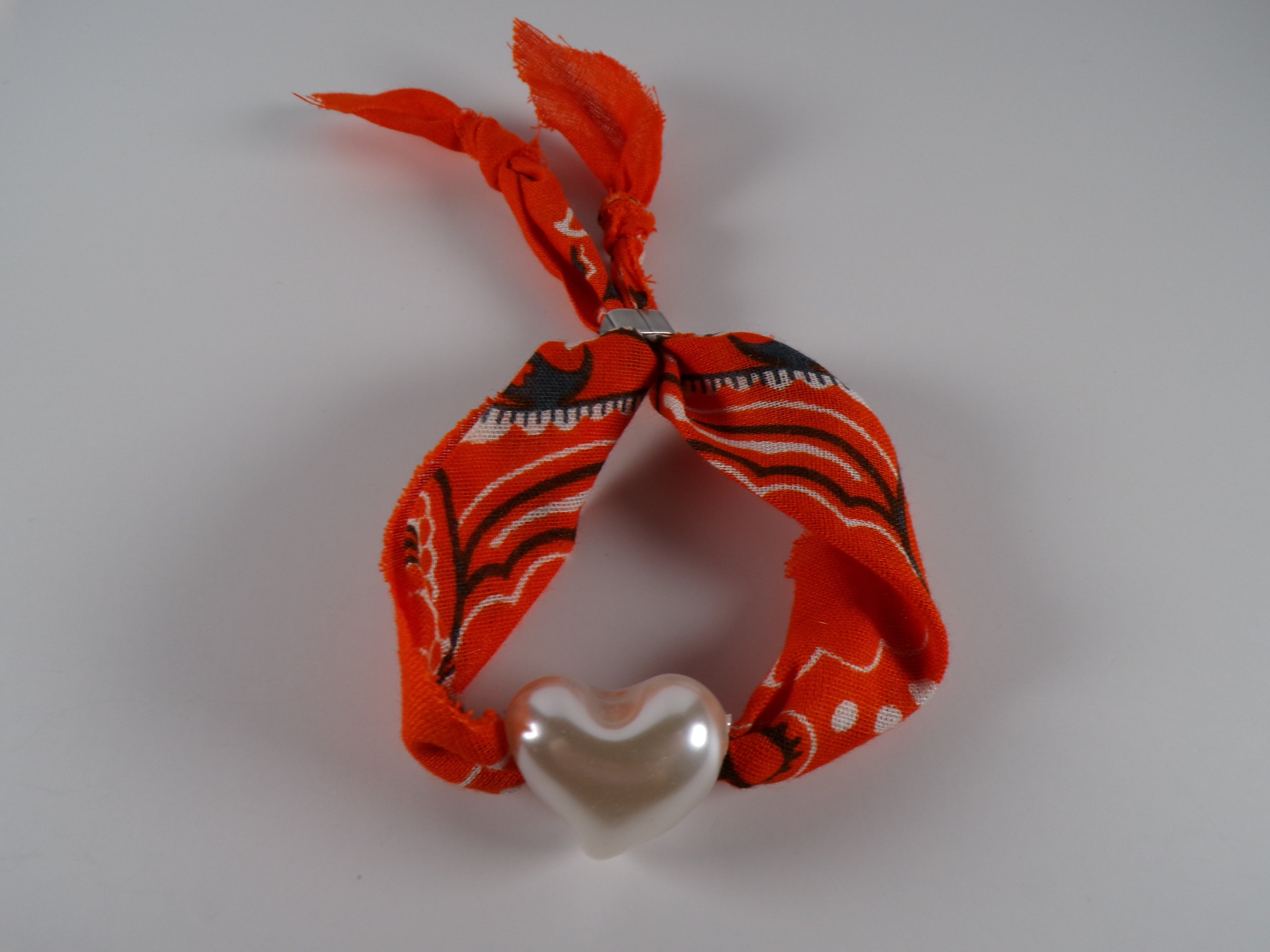 Adjustable Pearl Heart Bandana Bracelet