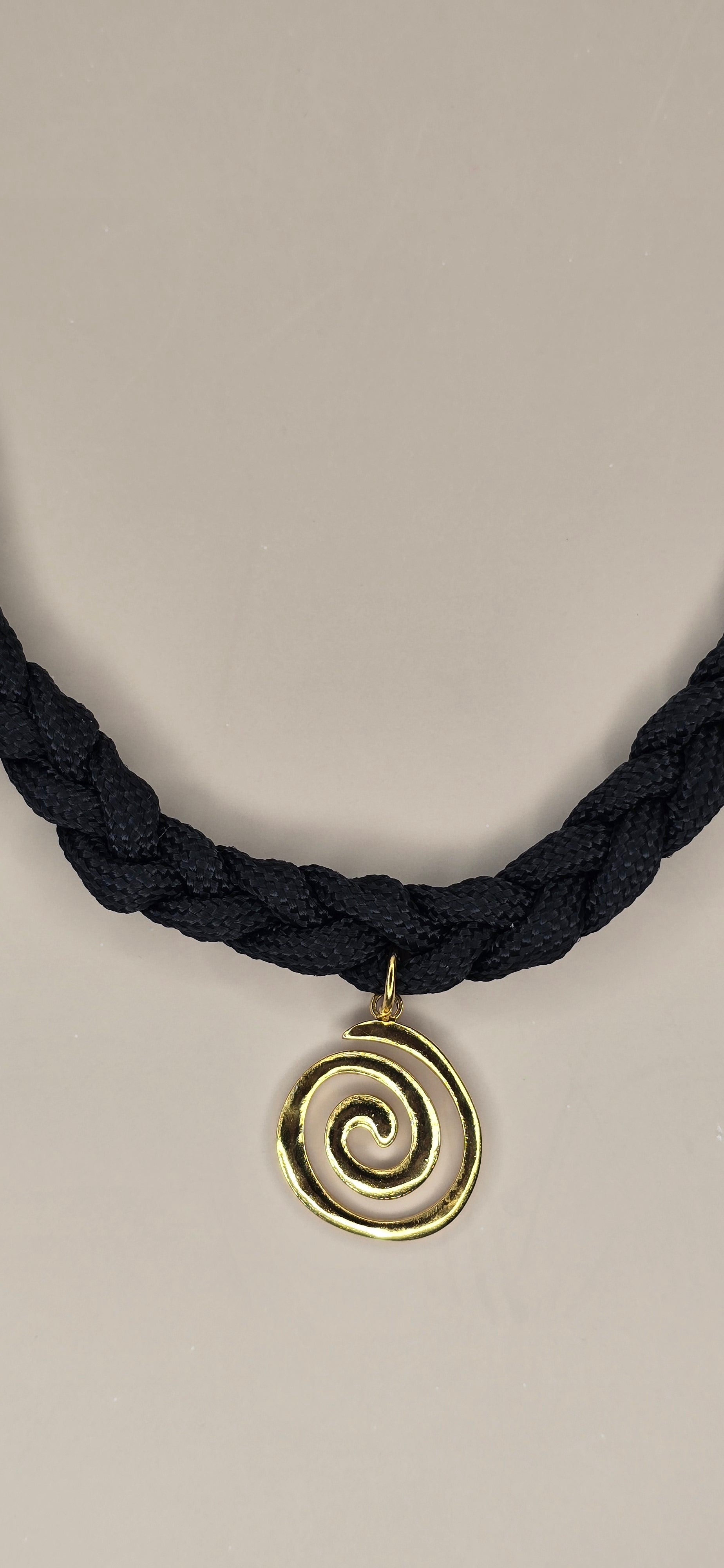 Swirl Black Braided Paracord Necklace