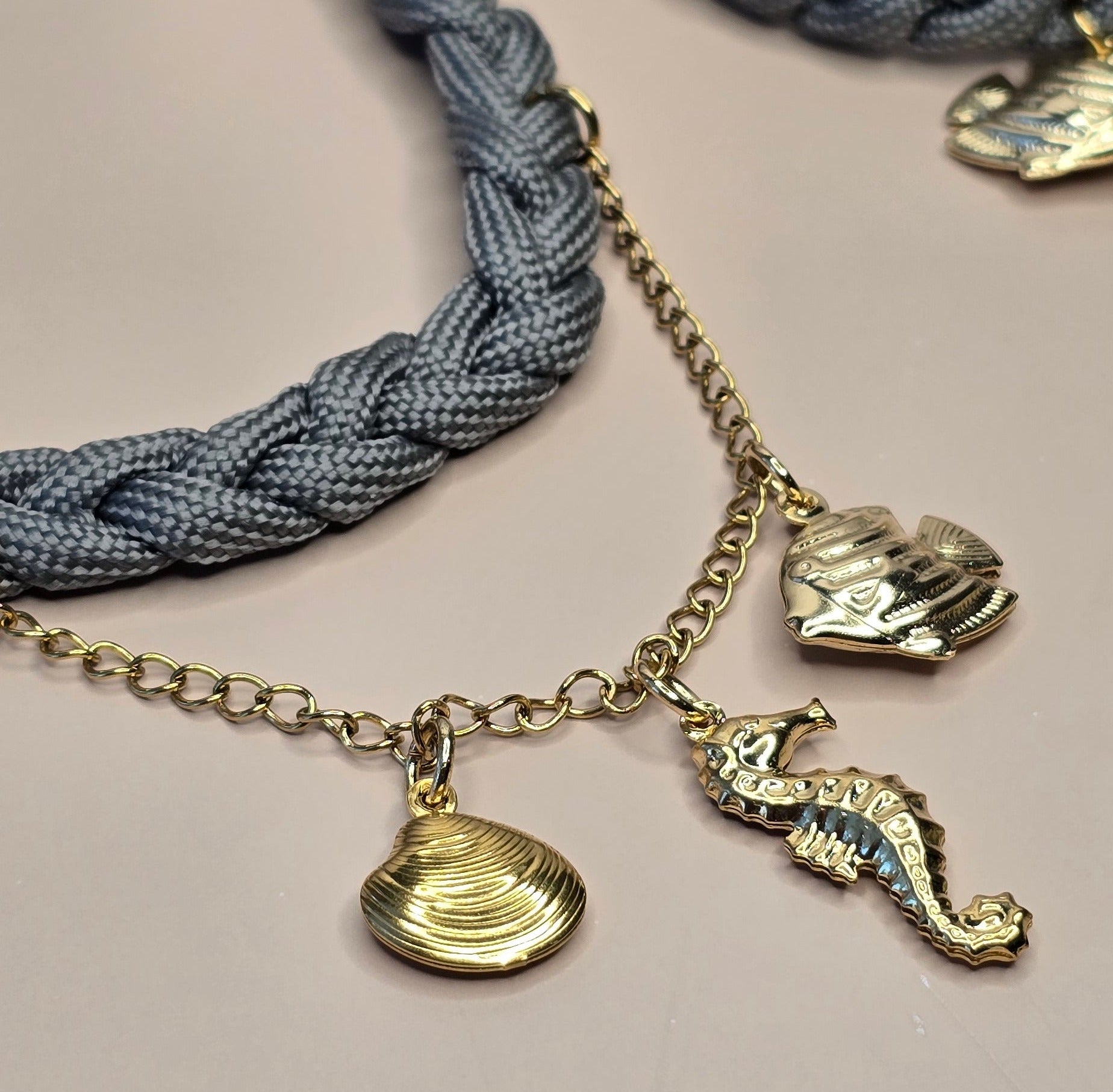 Dark Grey Braided Paracord Choker and Bracelet