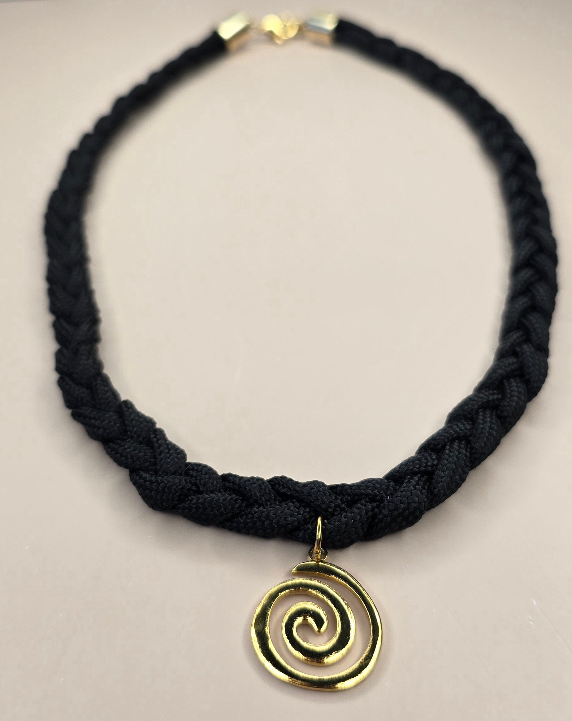 Swirl Black Braided Paracord Necklace
