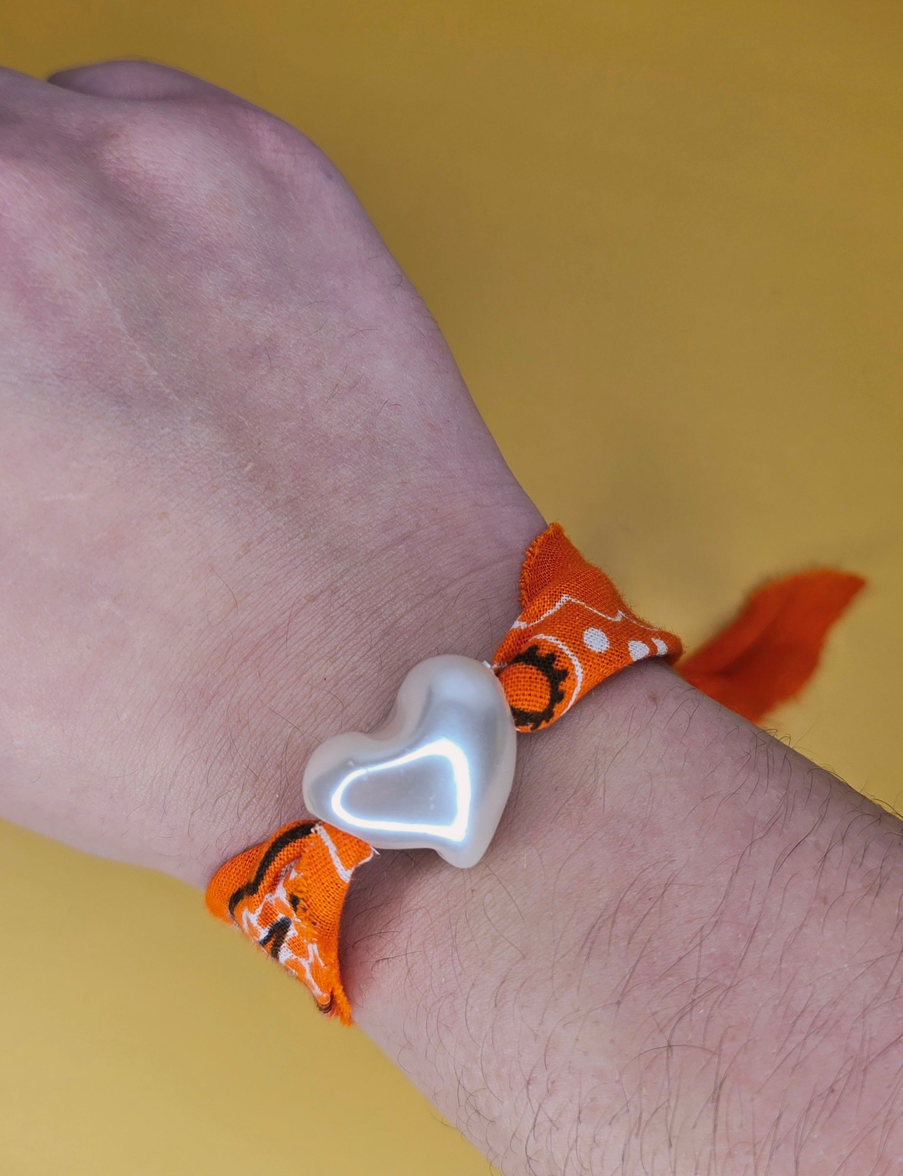 Adjustable Pearl Heart Bandana Bracelet