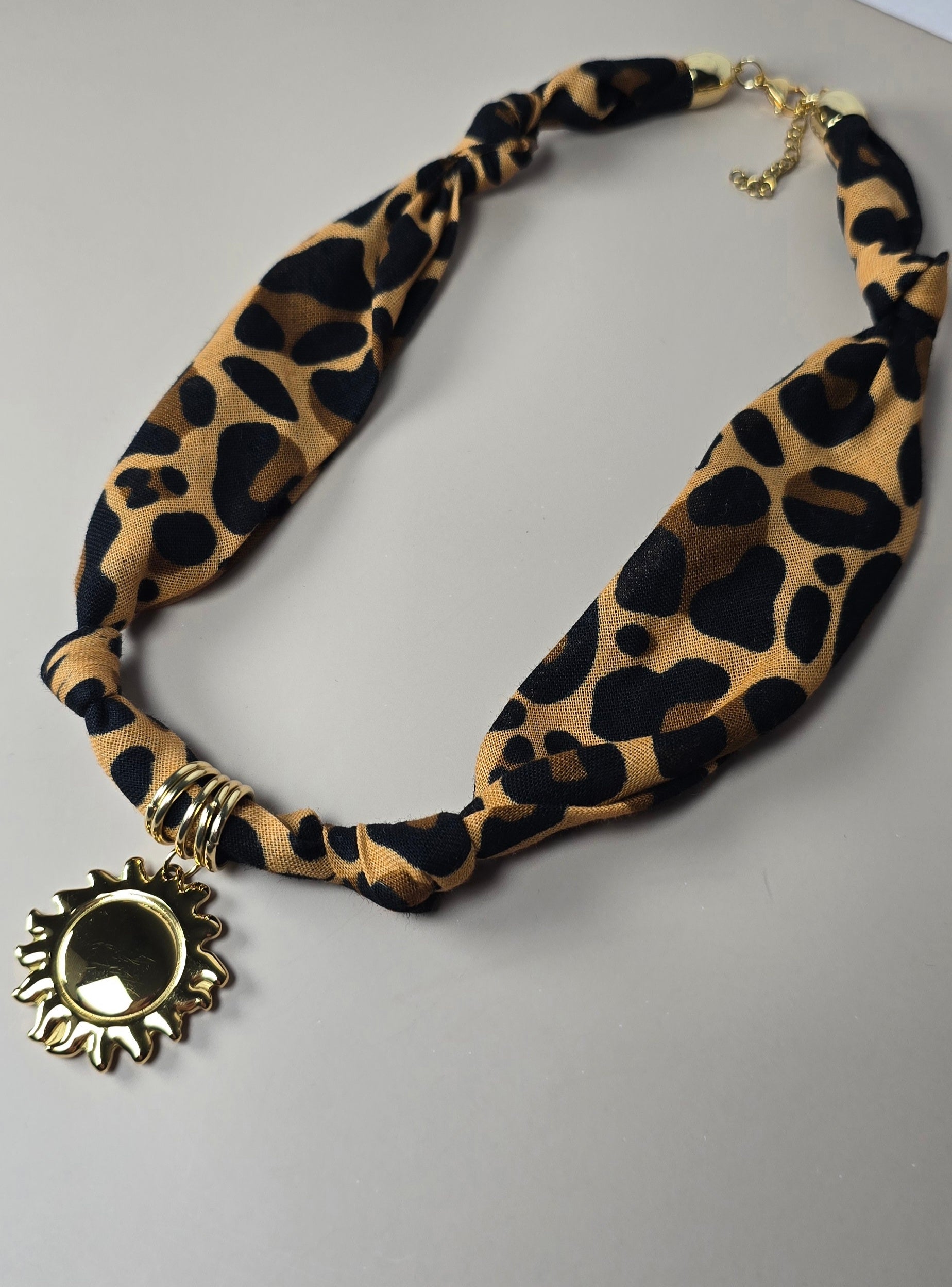 Sol & Leopard Print Bandana Necklace