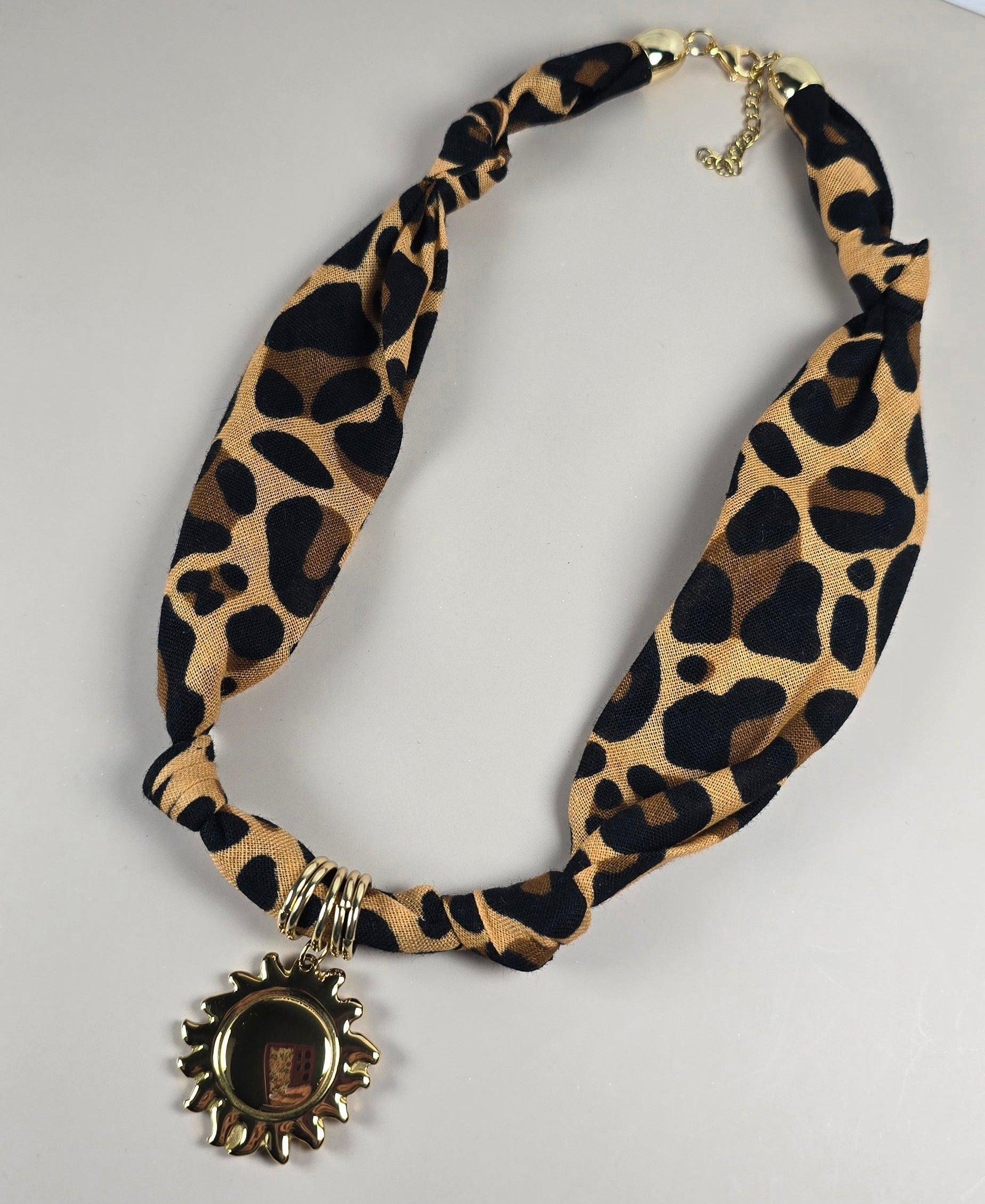 Sol & Leopard Print Bandana Necklace