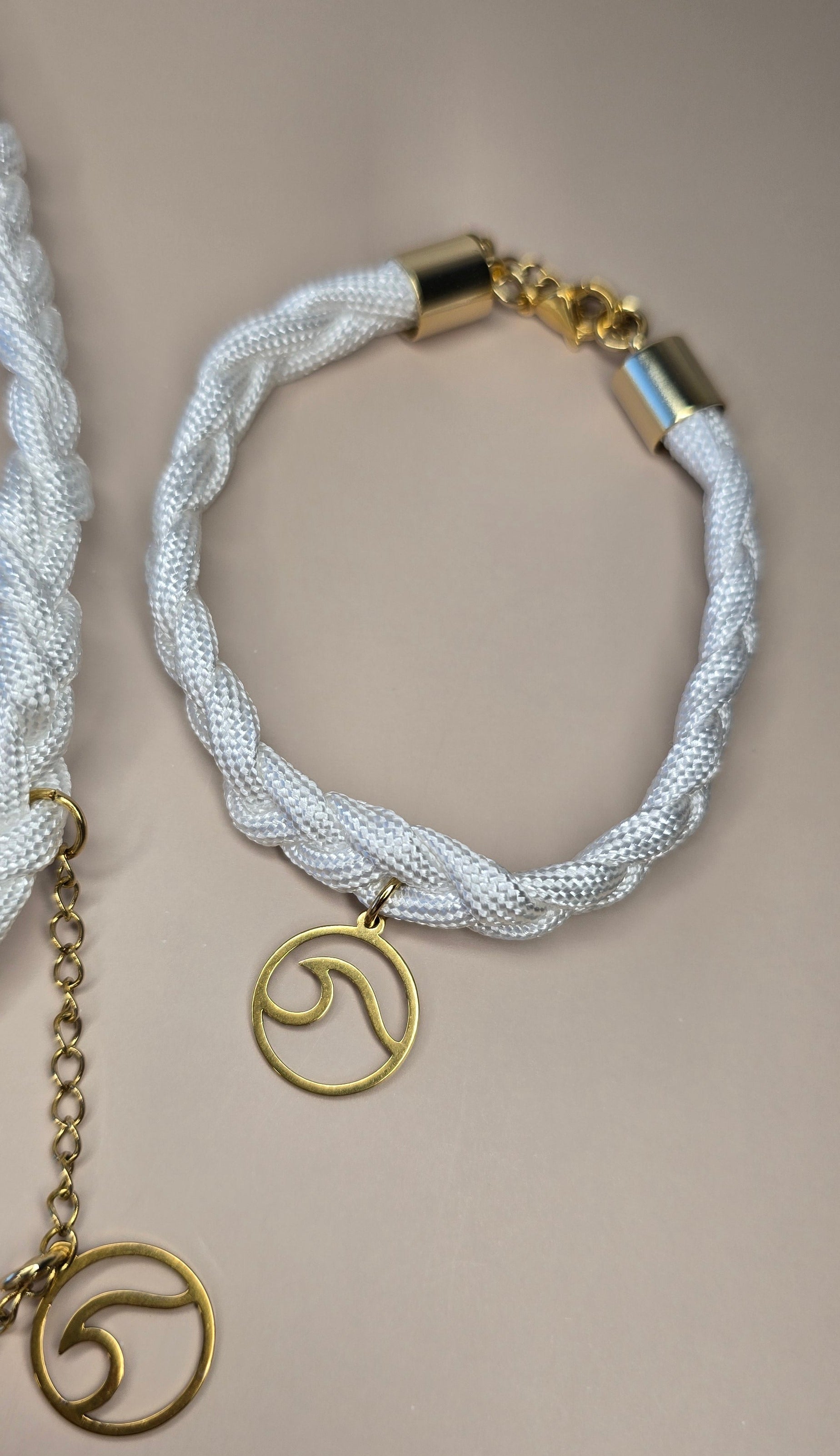 White Braided Paracord Necklace and Bracelet