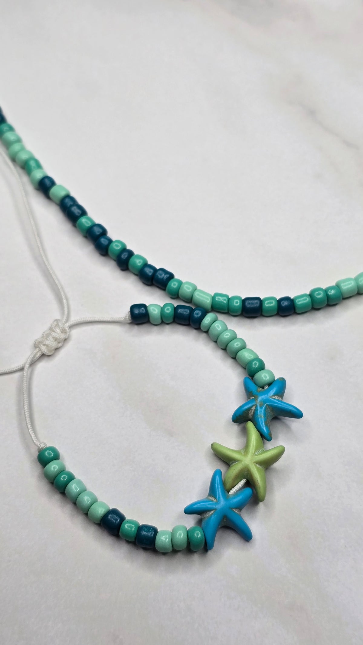 Salty Trio Adjustable Necklace and Bracelet - Blue