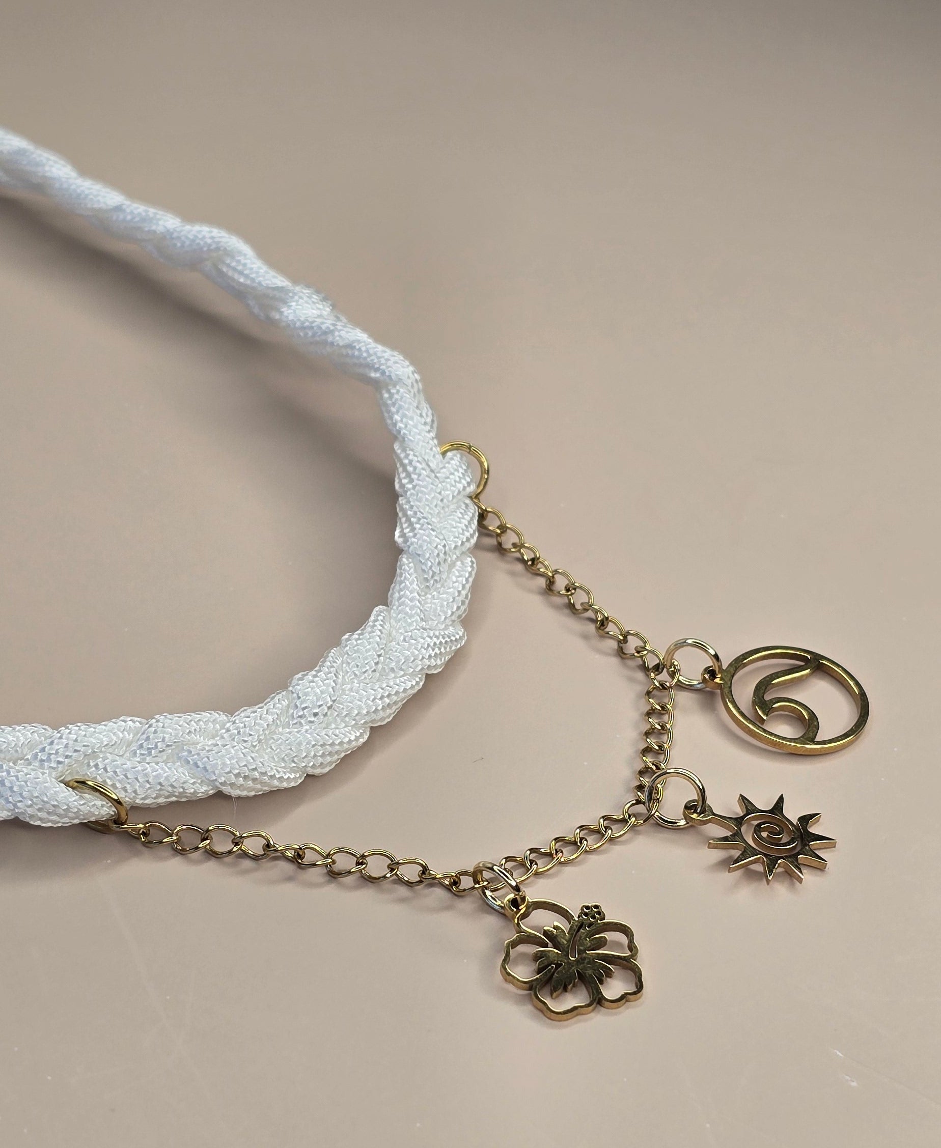 White Braided Paracord Necklace and Bracelet