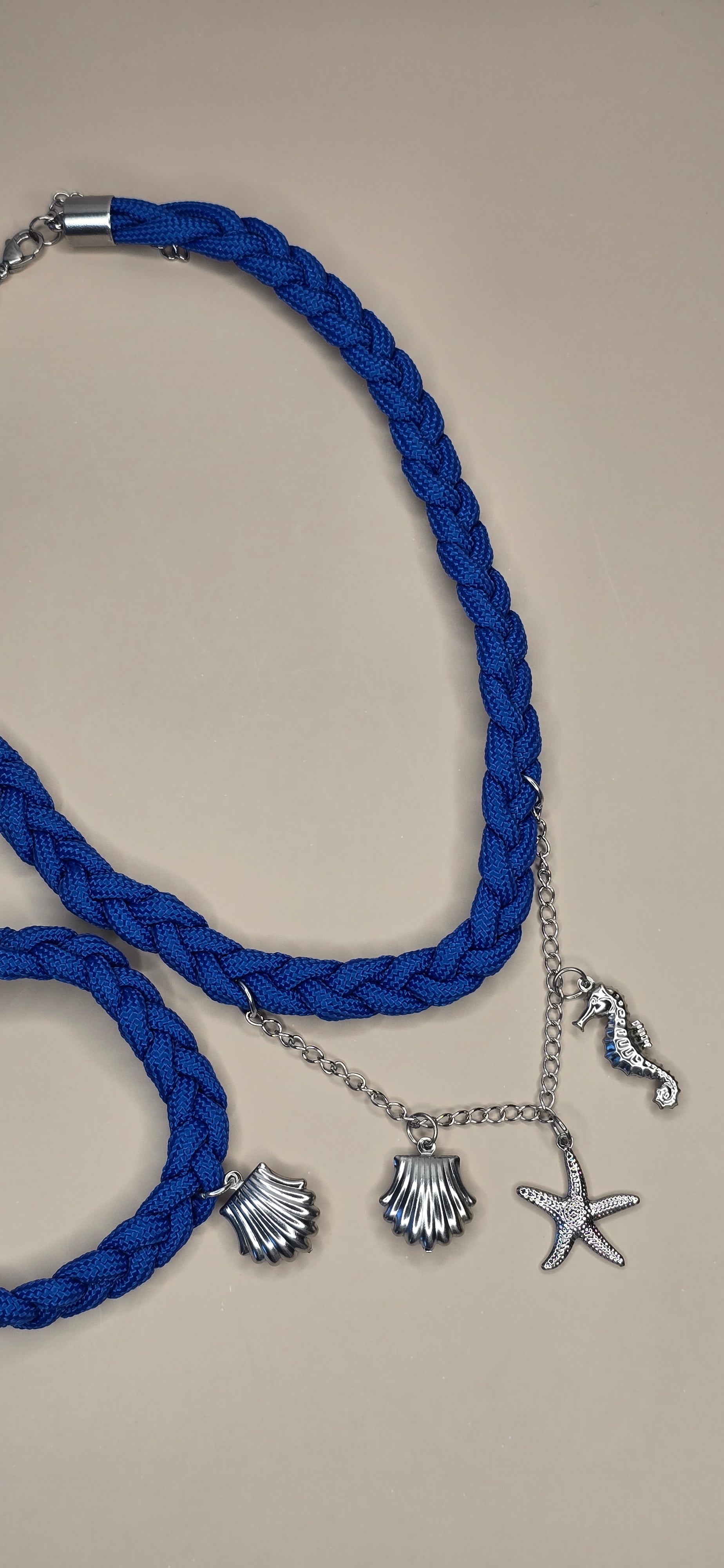 Blue Braided Paracord Choker and Bracelet