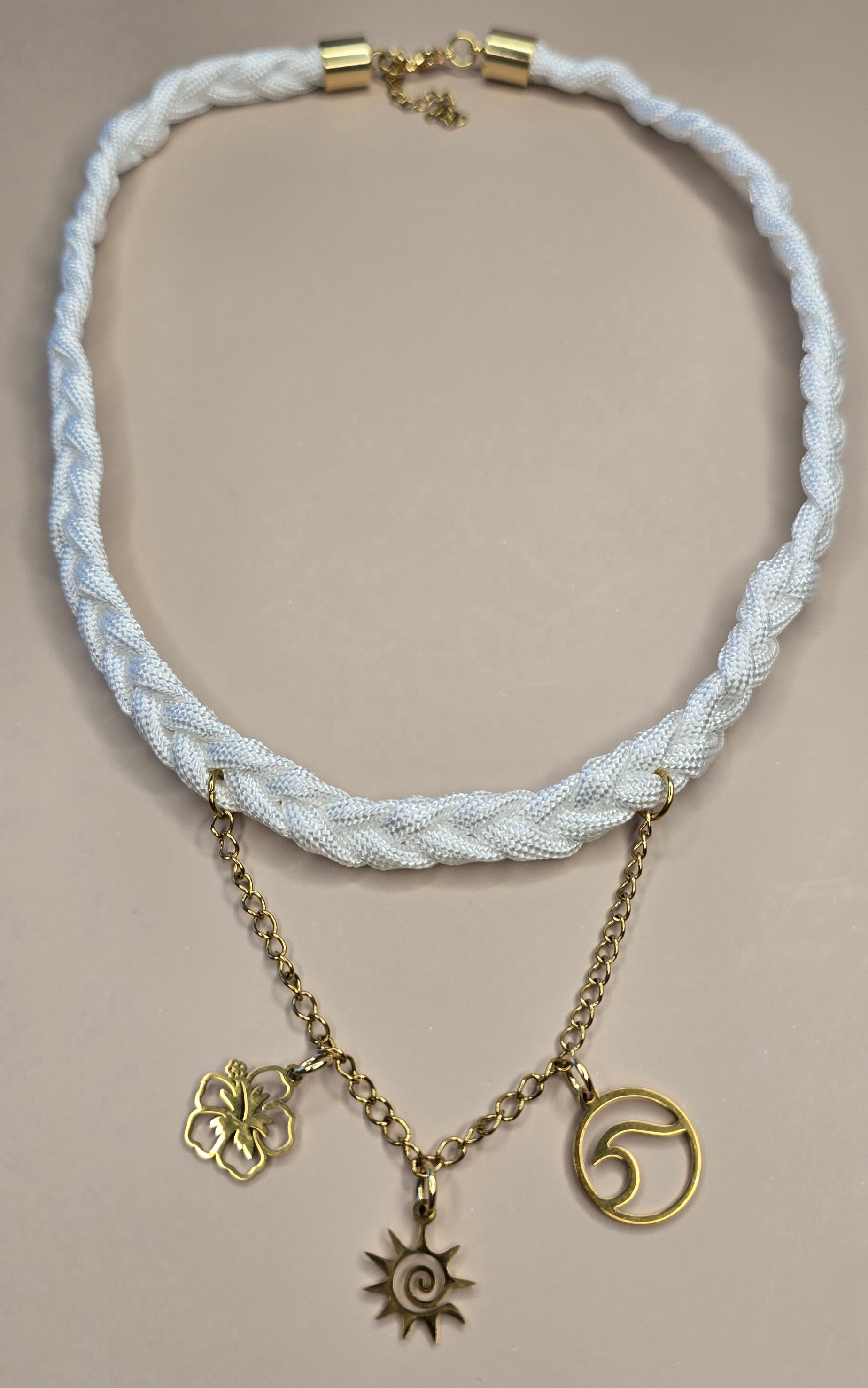White Braided Paracord Necklace and Bracelet