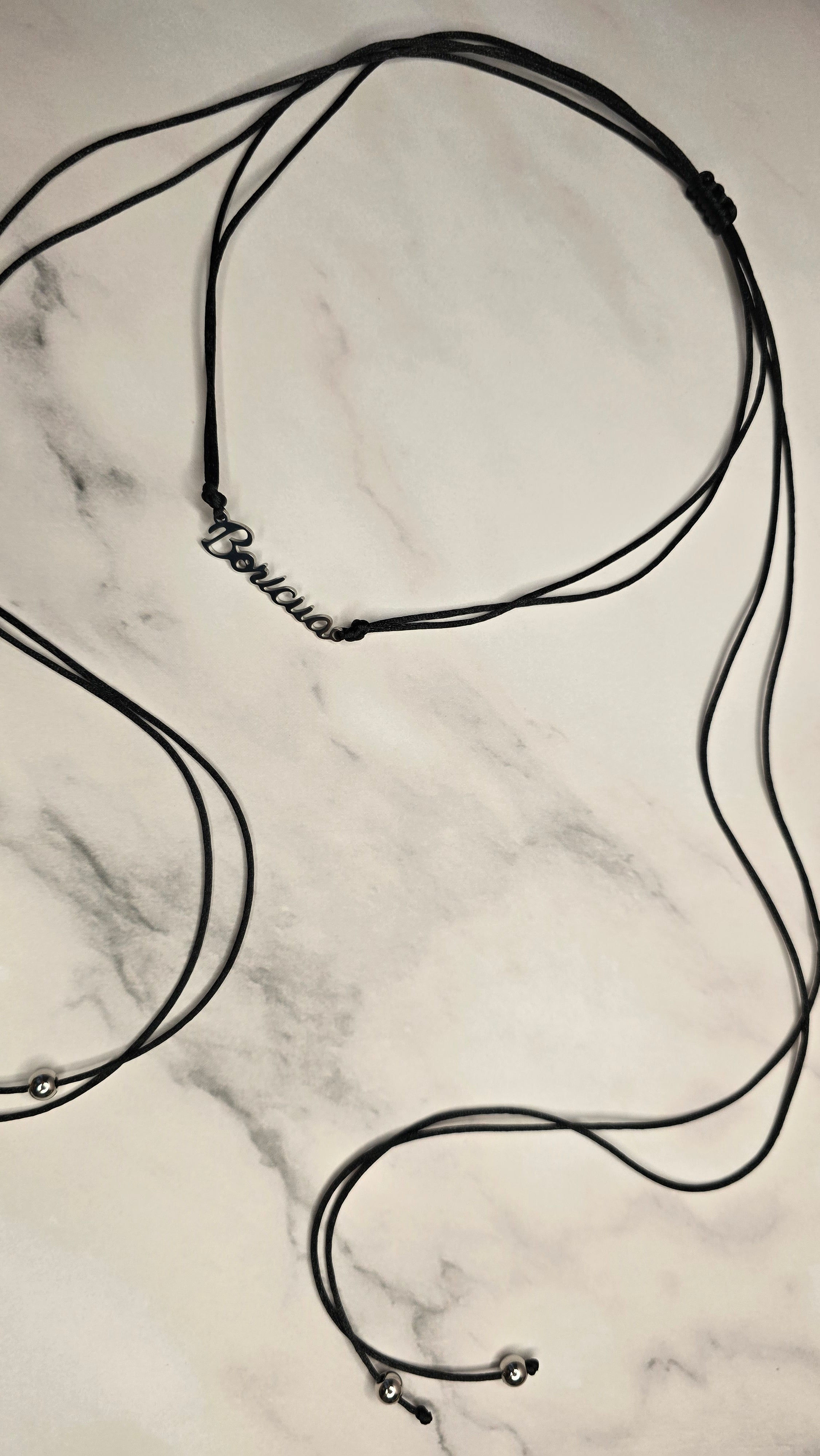 Modern Black Boricua Adjustable Necklace