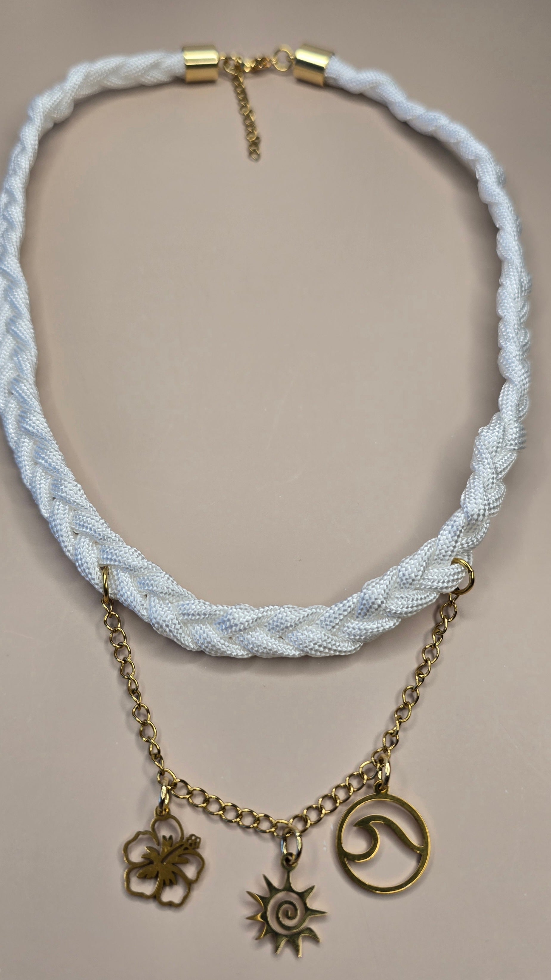 White Braided Paracord Necklace and Bracelet