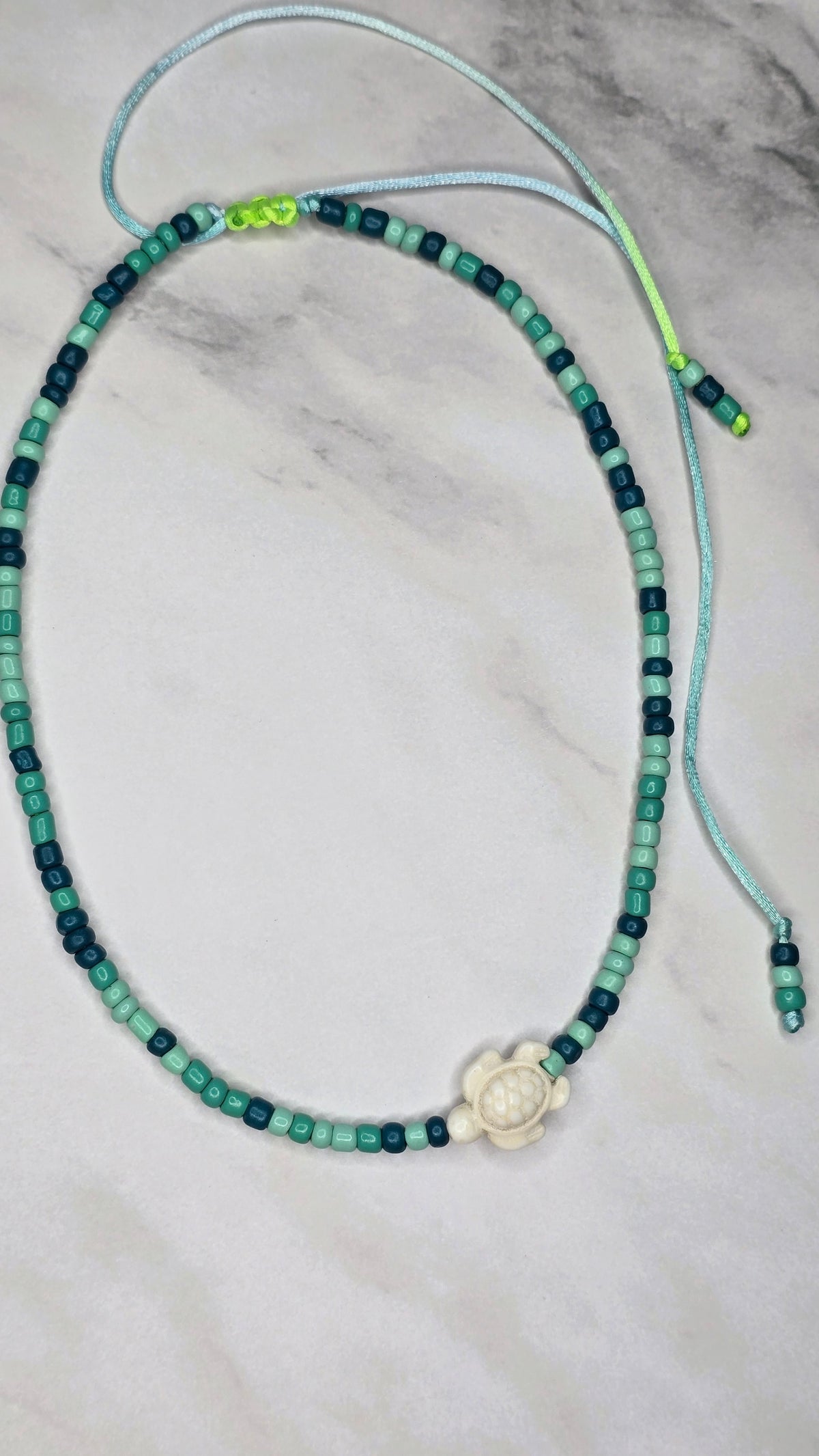 White Turtle Adjustable Necklace