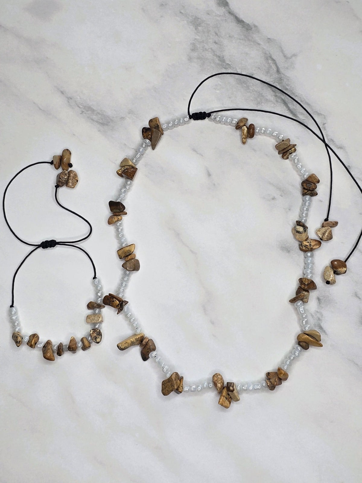 Jasper Adjustable Necklace and Bracelet