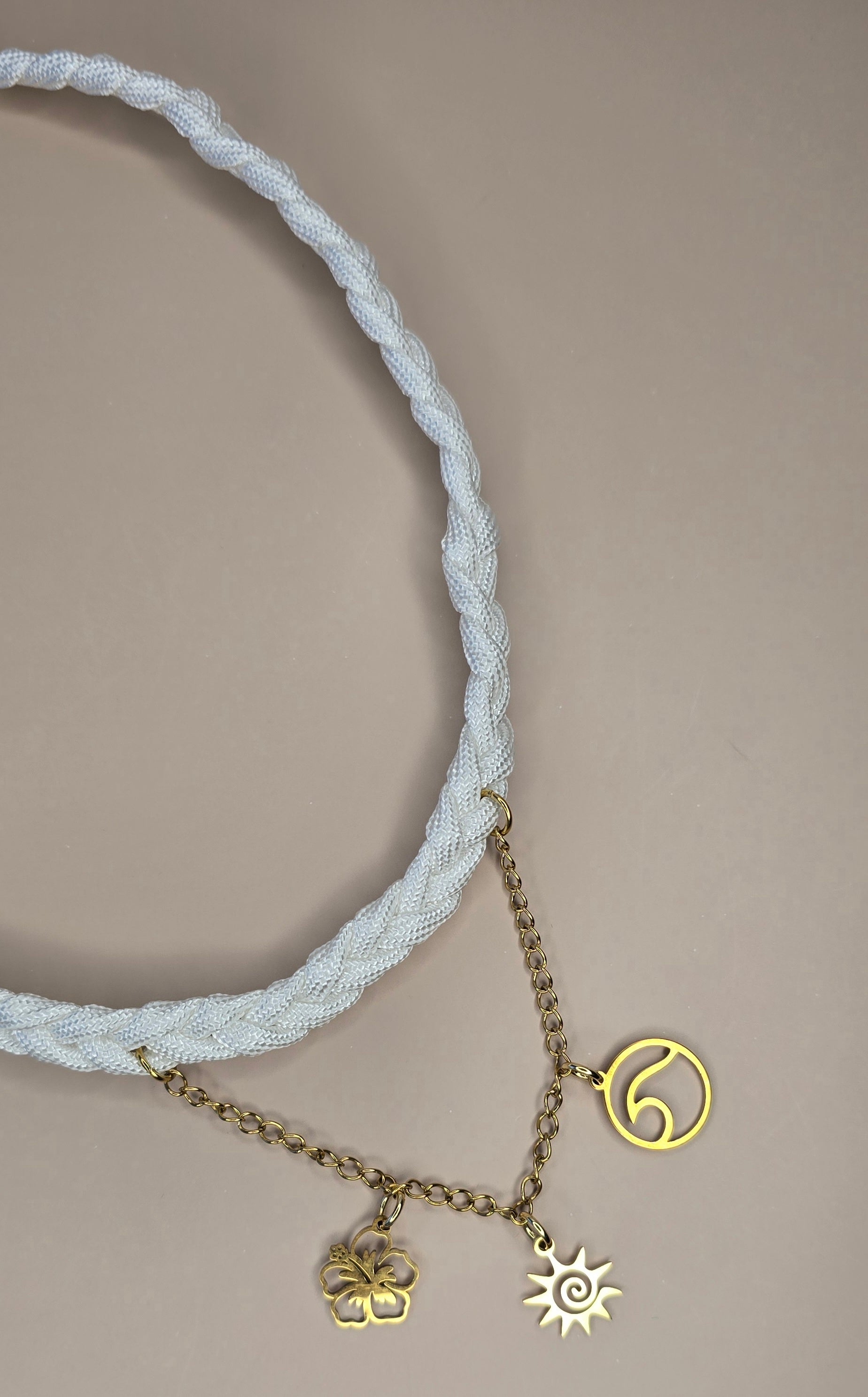 White Braided Paracord Necklace and Bracelet