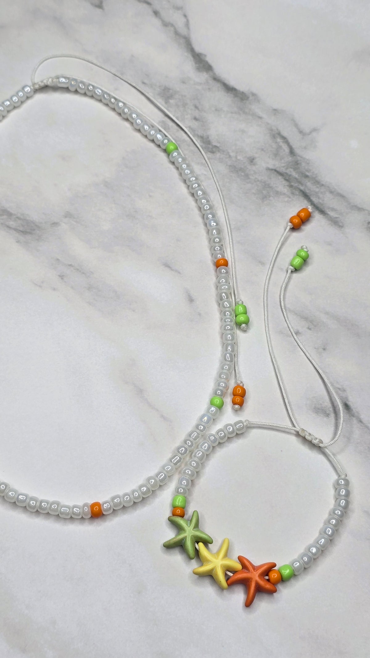 Salty Trio Adjustable Necklace and Bracelet - Green